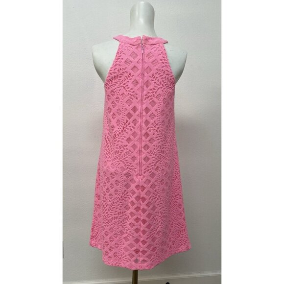 Lilly Pulitzer Halter Swing Mini Dress Lace Hot Pink Lined Size Small - Picture 5 of 15